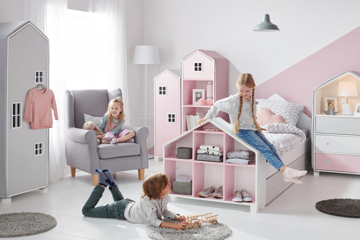 BEZUG-FÜR-BÜCHERREGAL MIRUM Abdeckung, Rosé - Pink, Textil (81/3/25cm) - KONSIMO®