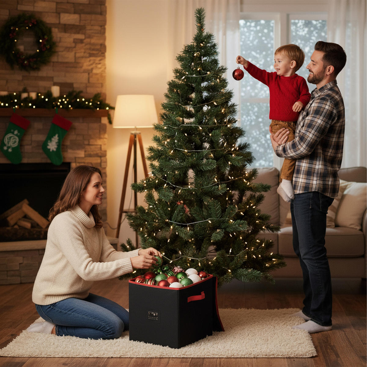 WEIHNACHTSKUGEL-AUFBEWAHRUNGSBOX - Schwarz, Wellpappe/Kunststoff (33/33/33cm) - Relaxdays