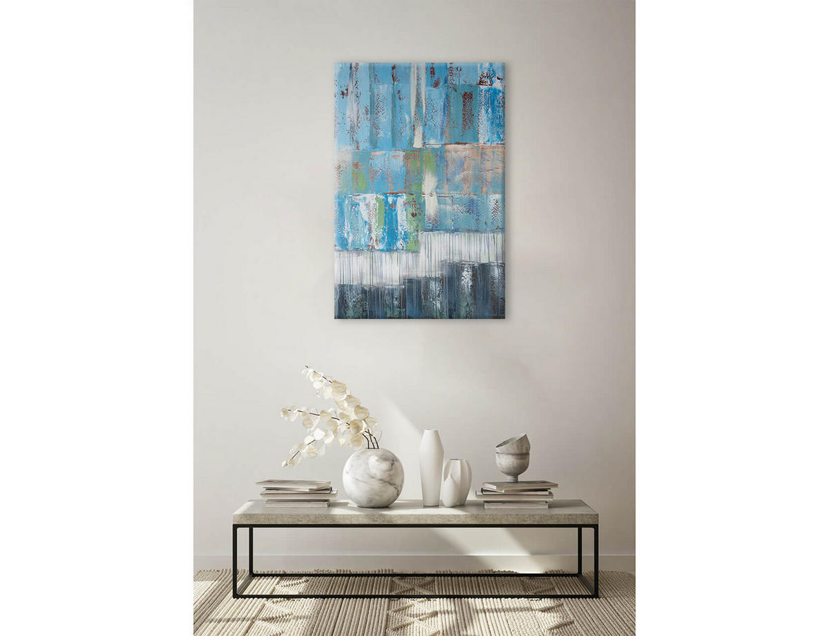 ÖLGEMÄLDE 80/120 cm - Türkis/Blau, Holz/Textil (80/120cm) - KUNSTLOFT