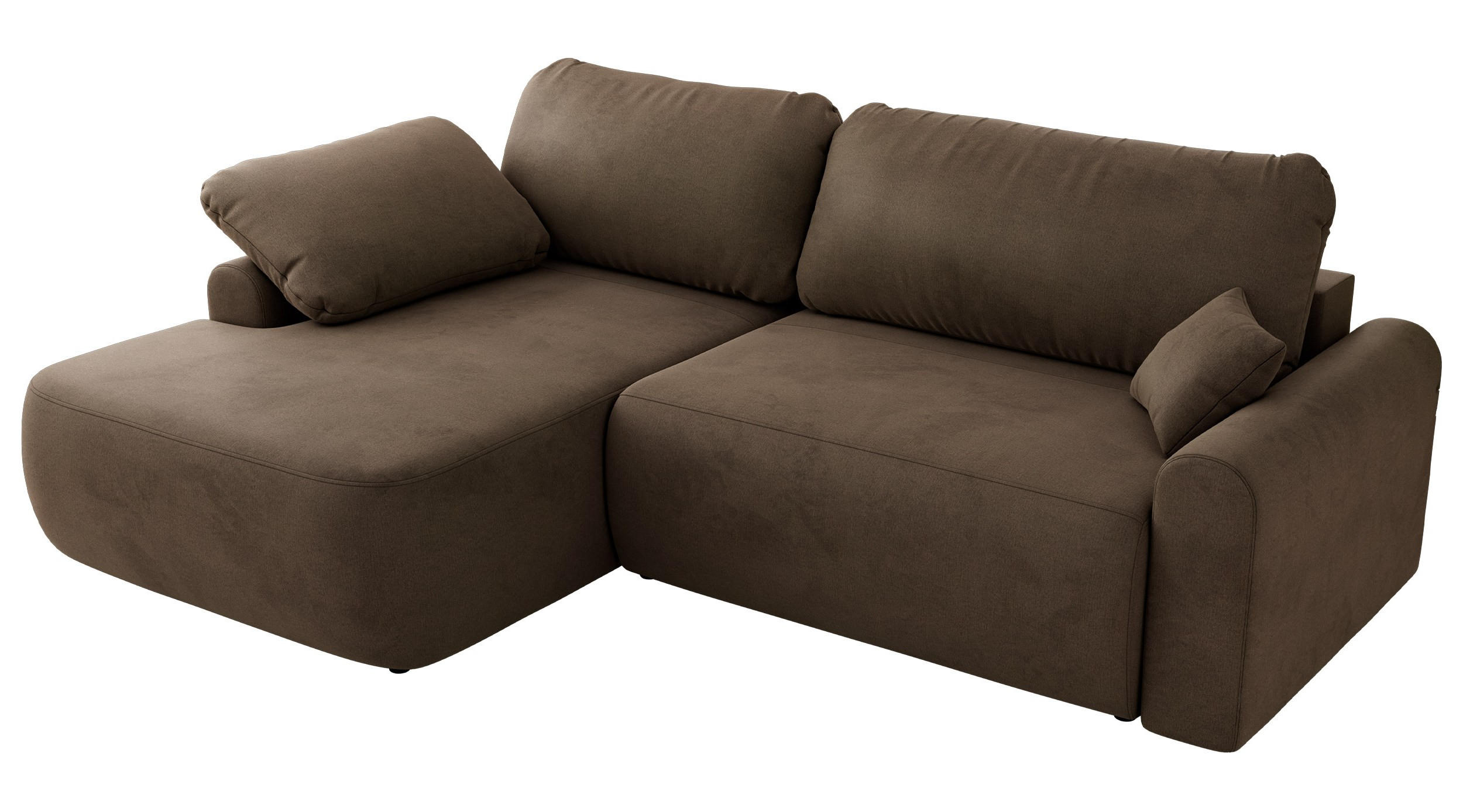 ECKSCHLAFSOFA CUBO L Braun Velvet - links - Schwarz/Braun, Kunststoff/Textil (273/187cm) - MKS