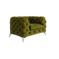 CHESTERFIELD-SESSEL Laura Olive Samt - Silberfarben/Olivgrün, Holz/Textil (125/75/100cm) - S-Style Möbel