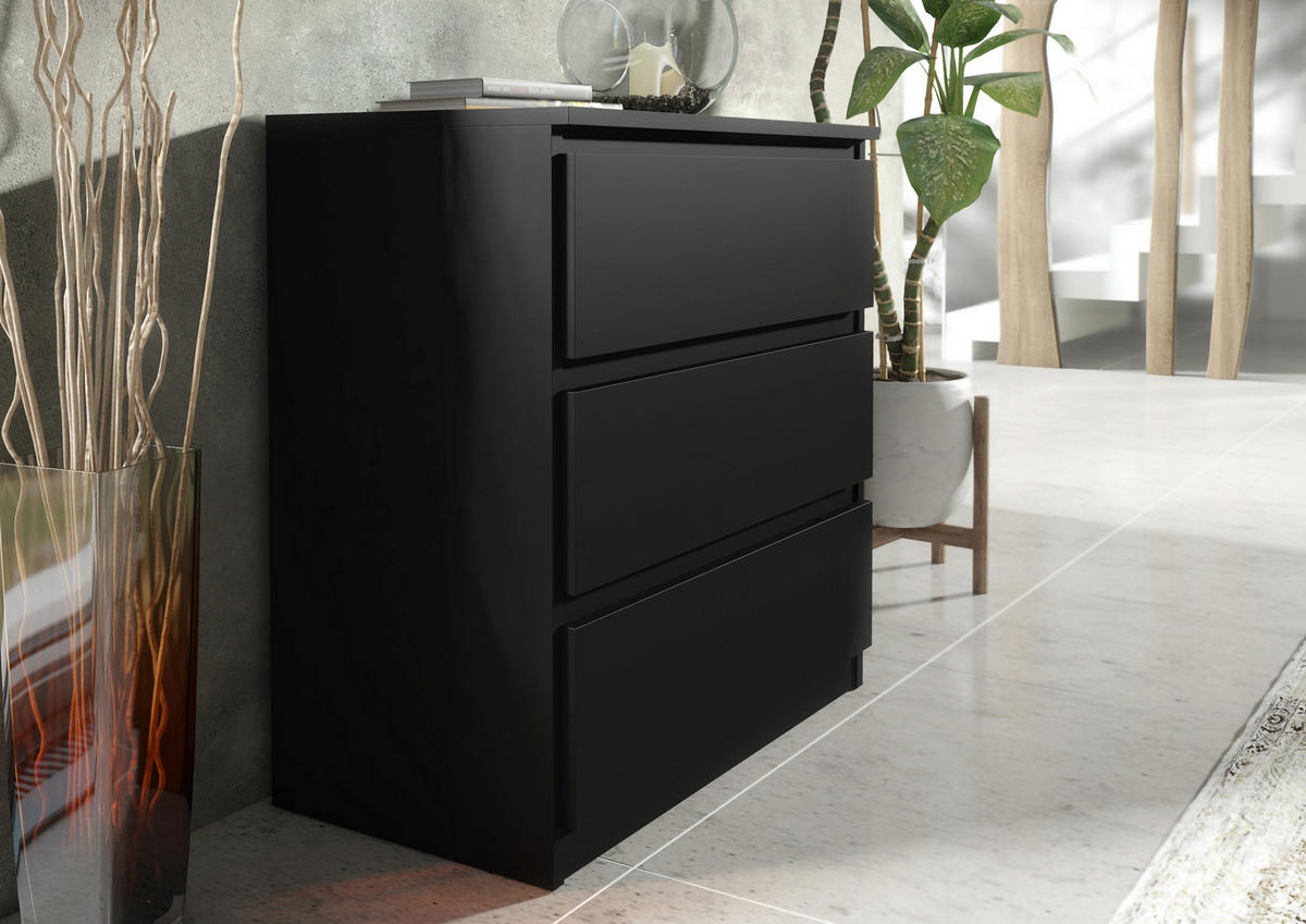 KOMMODE Schwarz 70/79/39 - Schwarz, Holzwerkstoff (70/79/39cm) - RAUMHIRSCH FURNITURE