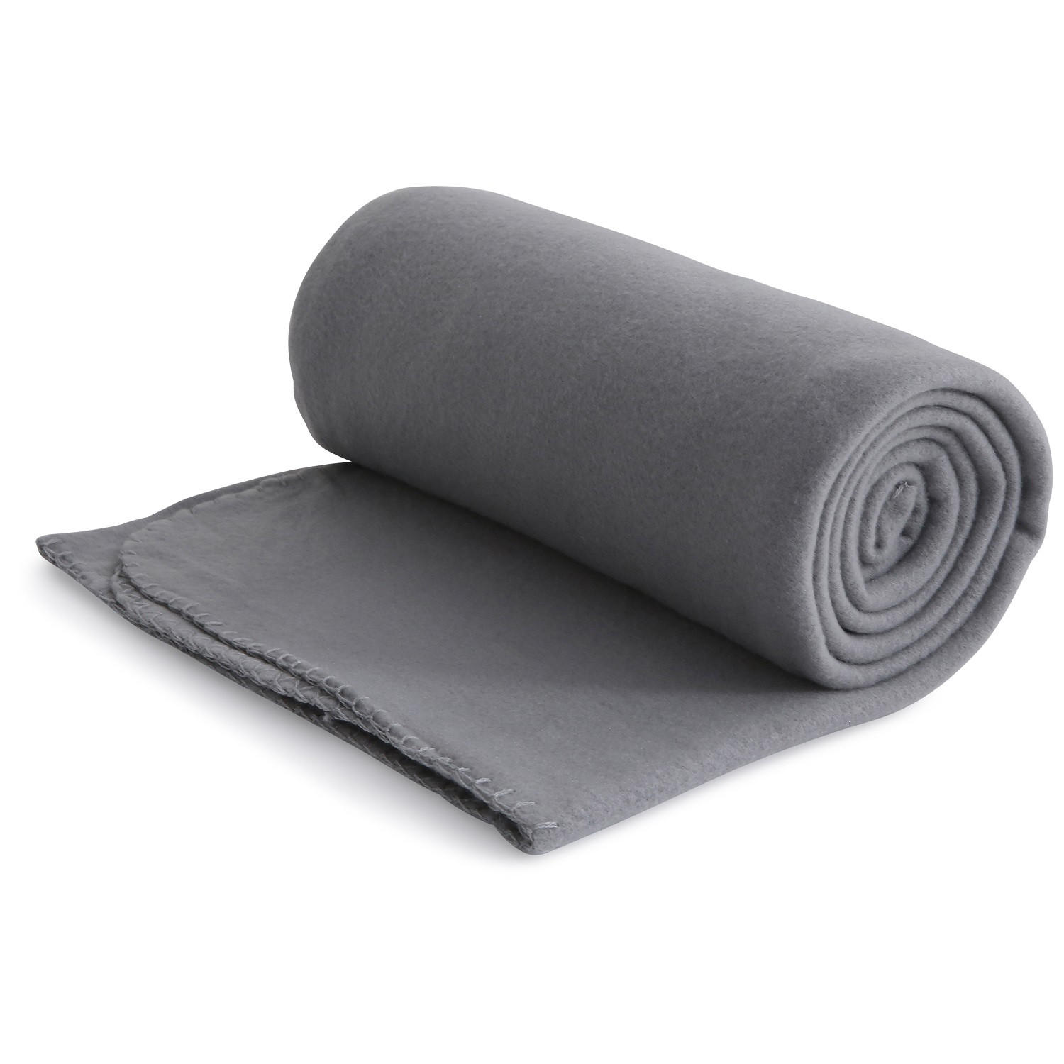 FLEECEDECKE eco-line grau 130/160 cm aus 100% recyceltem Material Kettelrand Anti-Pilling - Grau, Textil (130/160cm) - wometo