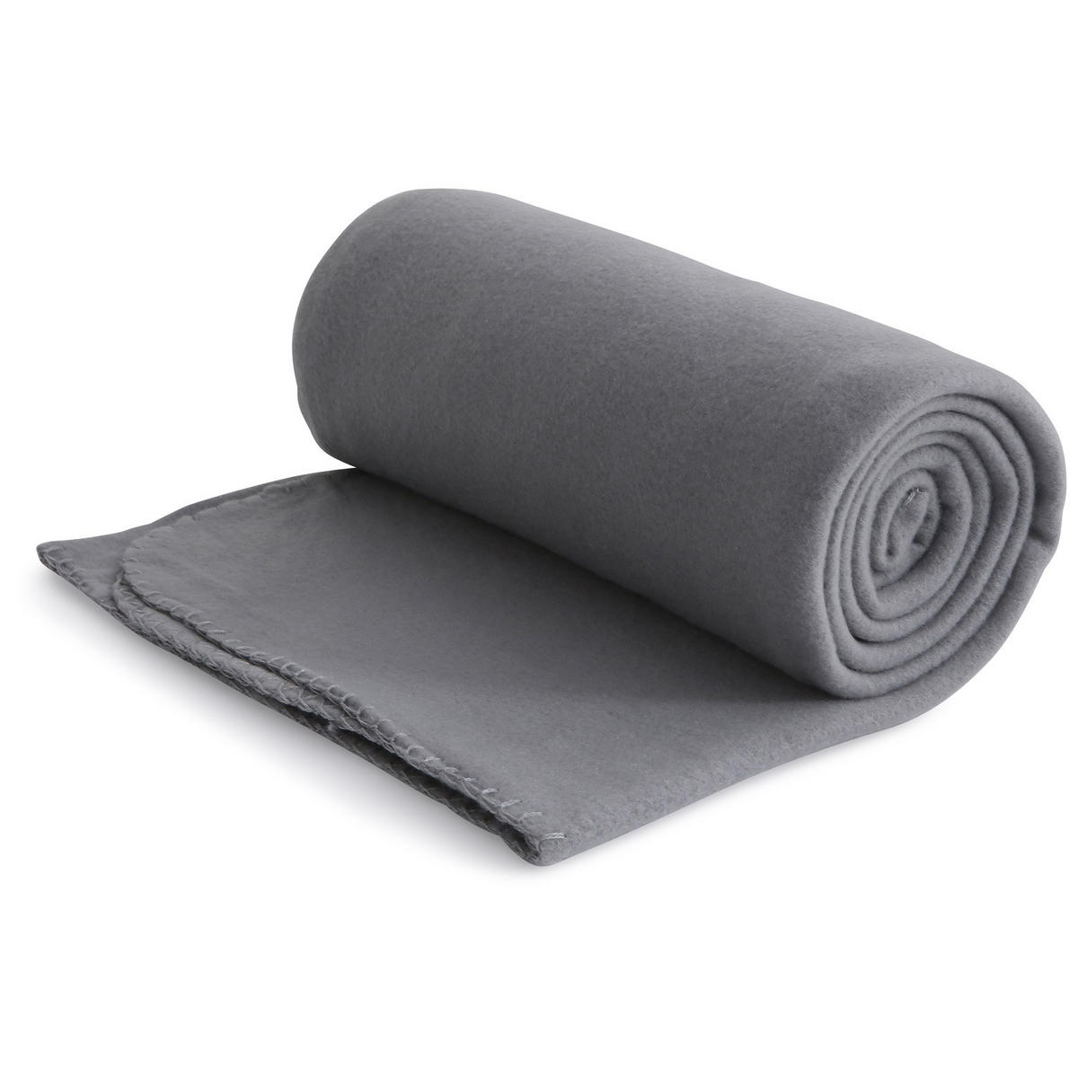 FLEECEDECKE eco-line grau 130/160 cm aus 100% recyceltem Material Kettelrand Anti-Pilling - Grau, Textil (130/160cm) - wometo