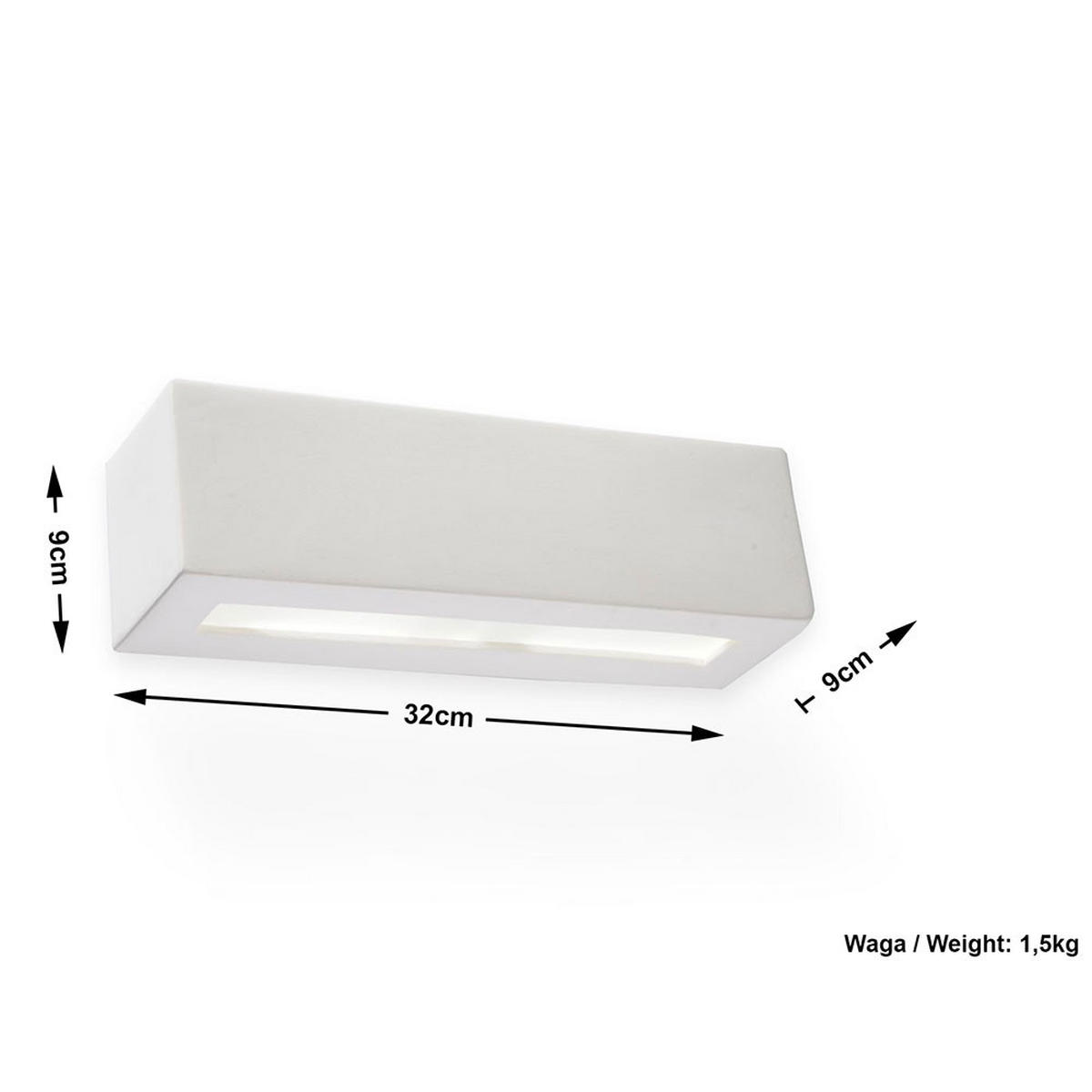 LED WANDLEUCHTE VEGA Keramik Weiß - Weiß, Glas (9/9/32cm)