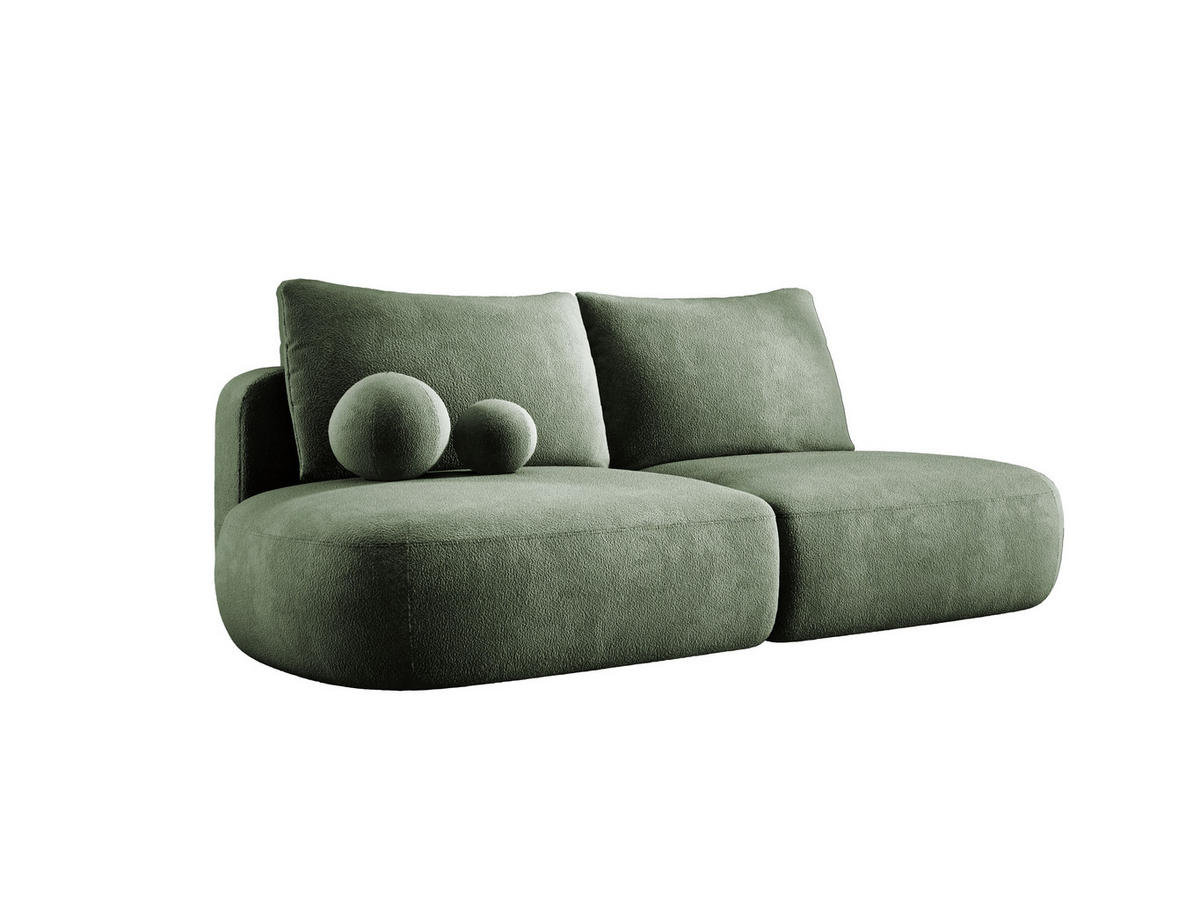 SCHLAFSOFA Moderne BABU mit Schlaffunktion – 3-Sitzer Sofa mit Bettkasten, DL-Automat, 2 Rückenkissen, 2 Zierkissen, 240x90x90 cm, Hellgrün - Hellgrün, Holz/Textil (240/90/90cm) - DomoHome