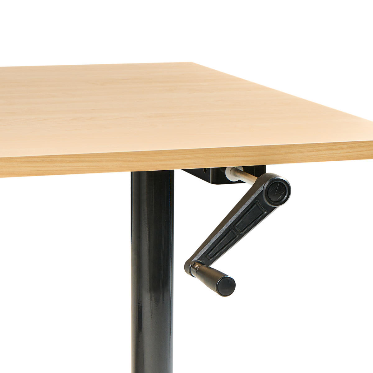 SCHREIBTISCH manuell höhenverstellbar 160/72 cm Schwarz/Hellbraun Destinas - Hellbraun/Schwarz, Holzwerkstoff/Metall (72/160/74cm) - Beliani
