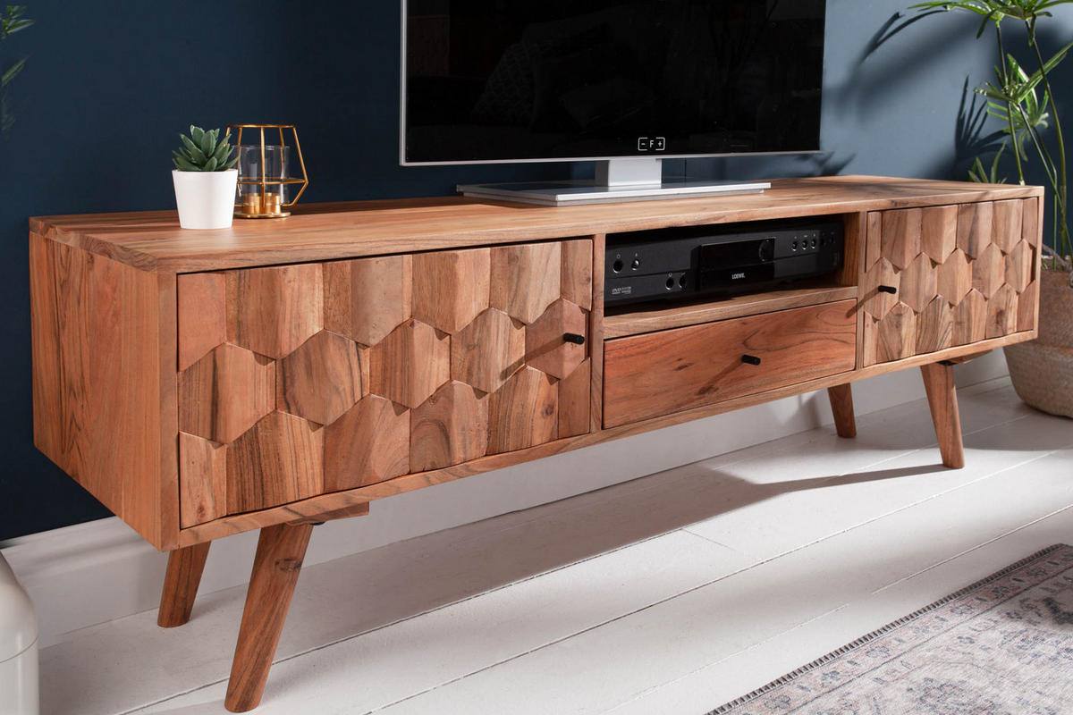 TV-LOWBOARD MYSTIC LIVING Akazie Natur 140cm - Braun, Holz (140/45/35cm) - riess-ambiente