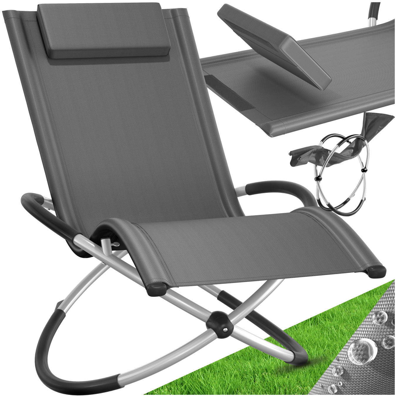 SONNENLIEGE Paulina,150 x 73 x 93 cm,grau - Grau, Metall (73/93/150cm) - tectake