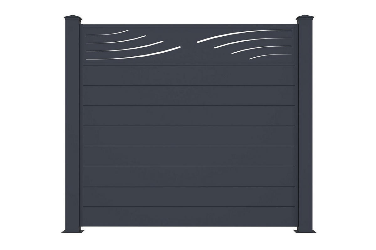 SICHTSCHUTZZAUN 3er-Set Veleta grau 1,9m H.170cm aluminium - Grau, Metall (567/166cm) - Casanoov