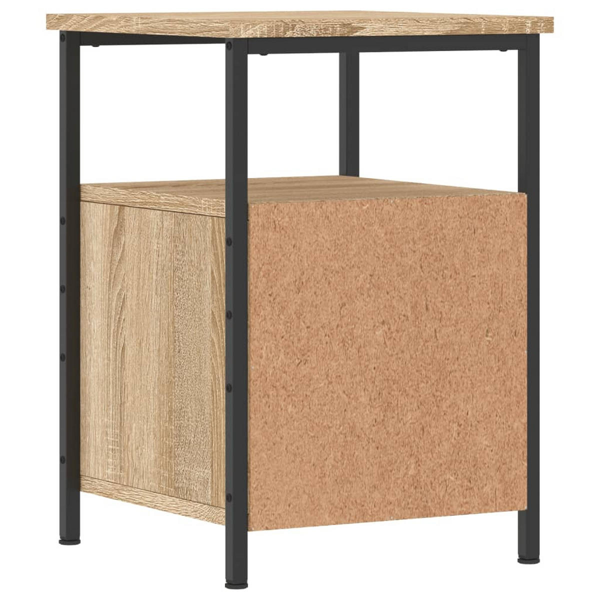 NACHTTISCH 2-teilig mit 2 Schubladen 34/35,5/50 cm aus Holzwerkstoff in Sonoma-Eiche Dekor - Schwarz/Sonoma Eiche, Holz/Metall (35.5/50/34cm) - vidaXL