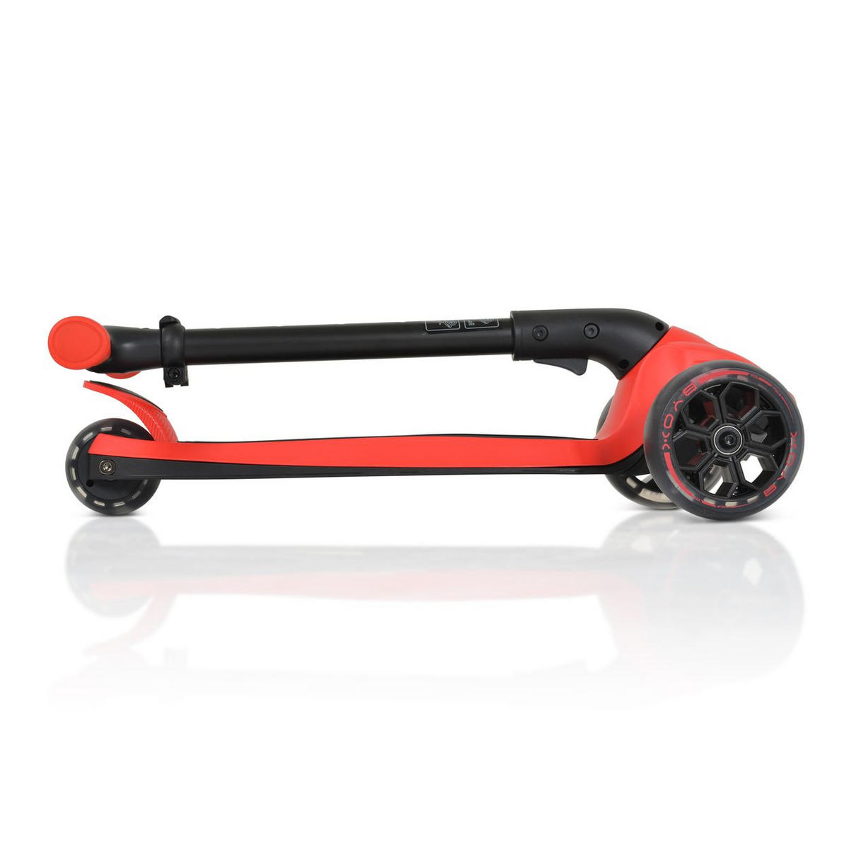 KINDERROLLER Bolt rot 3 PU-Leuchträder, ABEC-9, Aluminium, Schwerkraftlenkung, klappbar - Rot, Metall (59/28/81cm)