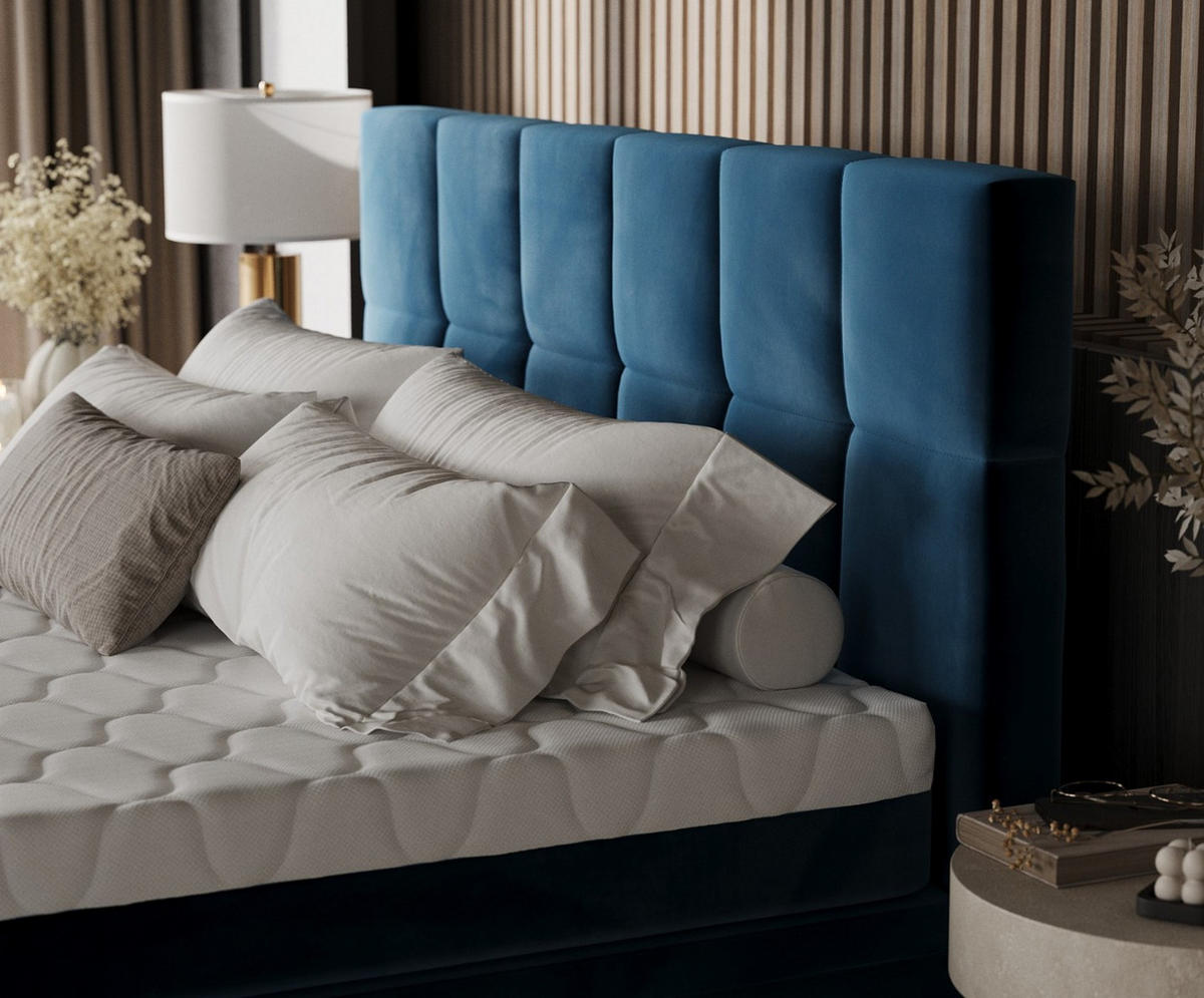 BOXBETT Elano 200/200 cm Dunkelblau im Kronos Stoff - Schwarz/Dunkelblau, Holz/Holzwerkstoff (200/200cm) - AltaBeds