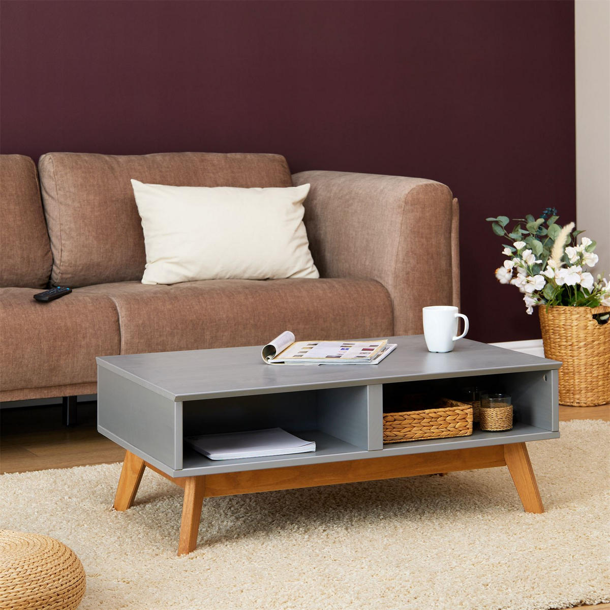 COUCHTISCH TIBOR - Grau, Holz (60/90/36cm) - IDIMEX
