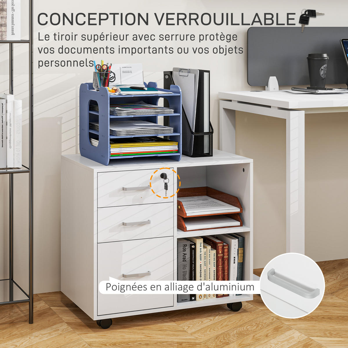 ROLLCONTAINER DE-14500 Weiß - Weiß, Holzwerkstoff (40/56/60cm) - ComfortXL