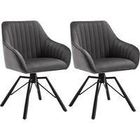 ESSZIMMERSTUHL 2er Set, Samt Sessel, Dunkelgrau - Dunkelgrau/Schwarz, Textil/Metall (57/83.5/53cm) - Woltu