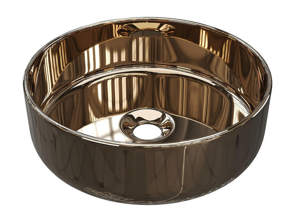 AUFSATZWASCHBECKEN - Keramik - Kupferfarben - 36 cm - KANELLE II - Braun, Keramik (36/12/36cm) - Vente-Unique
