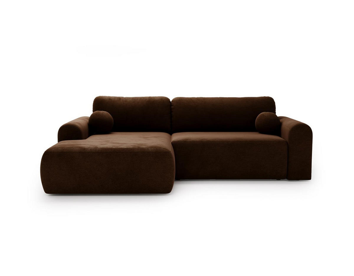 ECKSOFA Aurora Braun, mit Schlaffunktion in Vena Stoff, linke seite - Braun, Holzwerkstoff/Textil (257/177cm) - Bettso