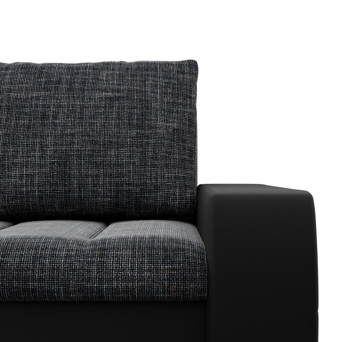 ECKSOFA MIT SCHLAFFUNKTION AURORA LINKS, Schwarz + Schwarz - Schwarz, Textil (243/200cm)