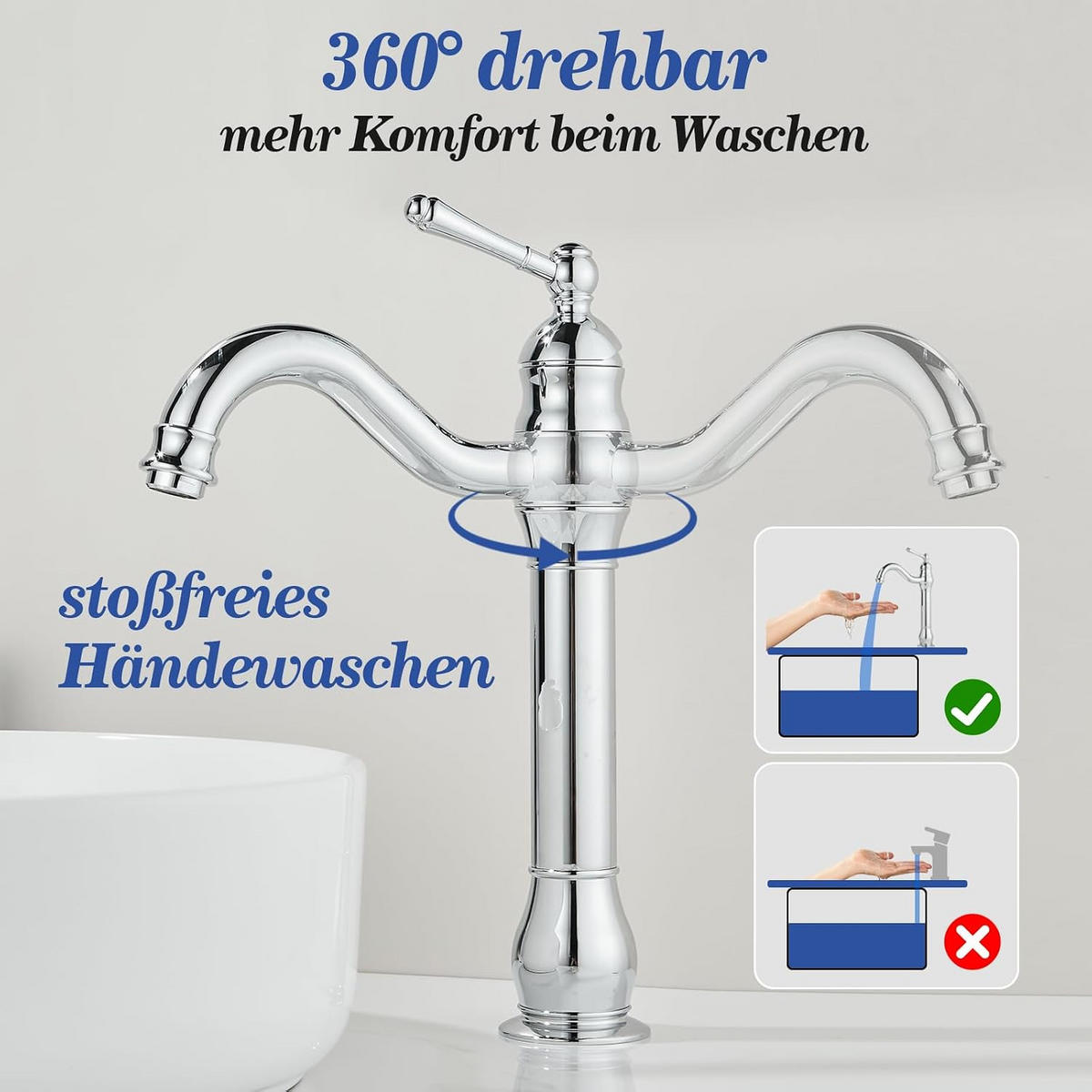 BADEZIMMERARMATUR, 32 x 20 cm, silber - Silberfarben, Metall (30/10/20cm) - Vallsero