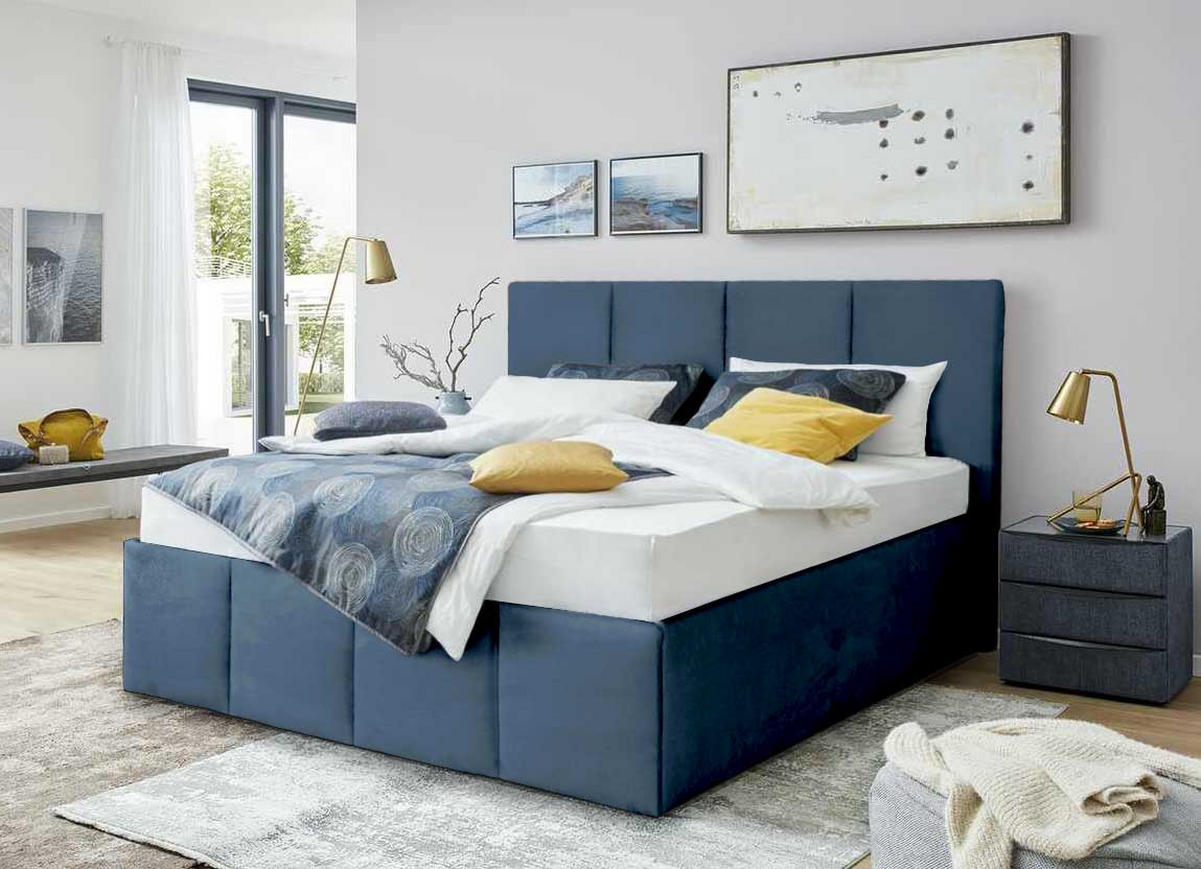 POLSTERBETT Dalas Blau 120 x 200 x 40 cm Stauraum ohne hydraulische Funktion Mit hochwertiger Matratze H2 (bis 100 kg) und Lattenrost - Blau, Holz (120/200cm) - Halmon Schlafkomfort Betten 
