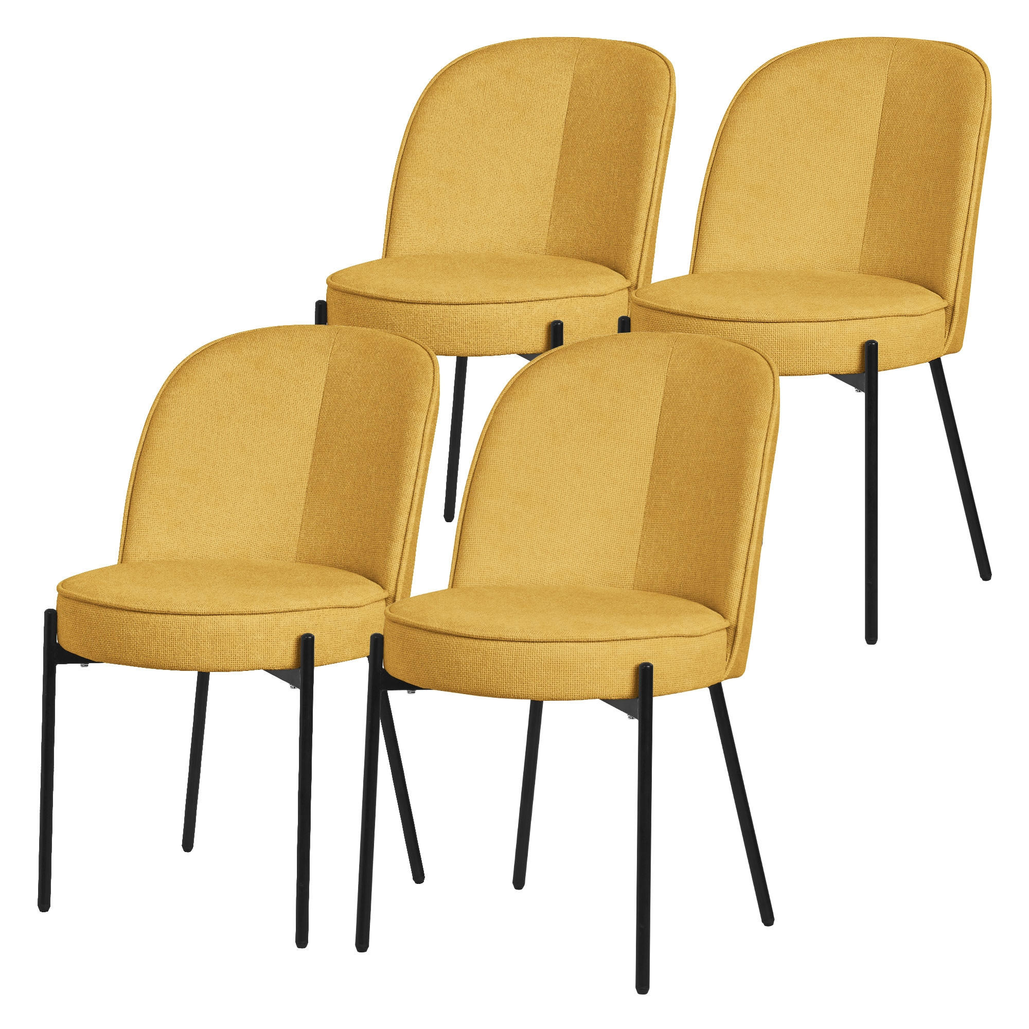 ML-DESIGN JÍDELNÍ ŽIDLE, sada 4 ks, hořčičná, s látkovým potahem