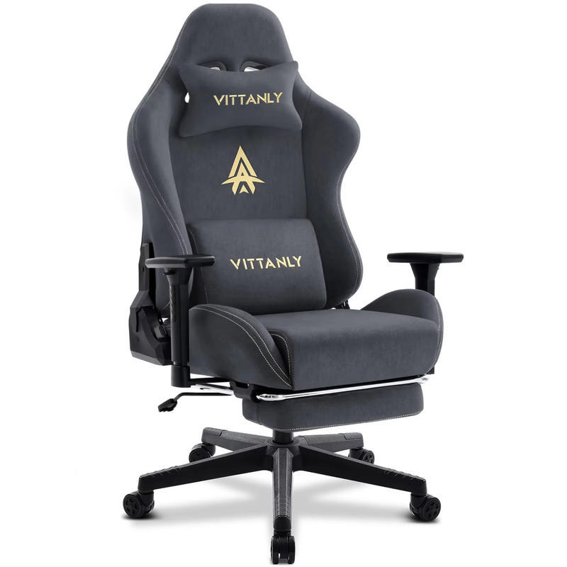 GAMINGSTUHL Grau, Verstellbar, Ergonomisches Design - Grau, Textil (40/83/50cm)