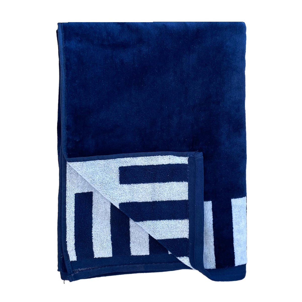 STRANDTUCH Frottee Samt Jacquard Blau 100x175 470g/m² - Houston - Blau, Textil (100/175cm) - LE COMPTOIR DE LA PLAGE
