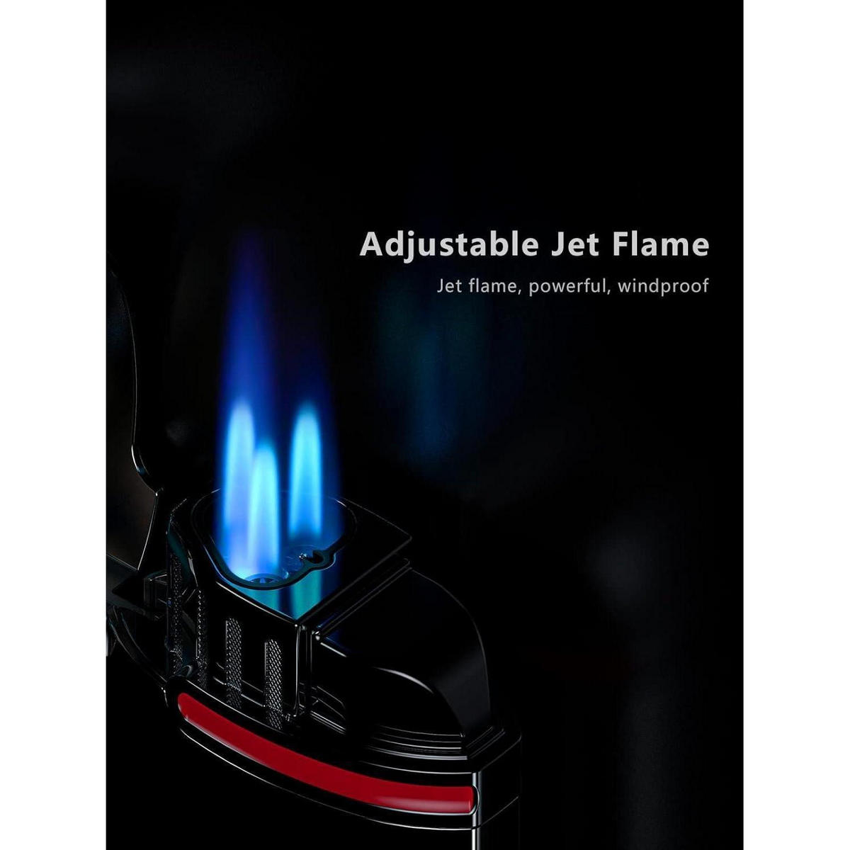 STURMFEUERZEUG Jetflamme 3-Jet Schwarz - Schwarz, Metall (4.2/2/8.2cm)
