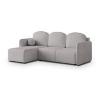 ECKSOFA SUVINO Hellgrau Geflochtener Stoff mit Schlaffunktion - Hellgrau, Holz (230/143cm) - MASSENO