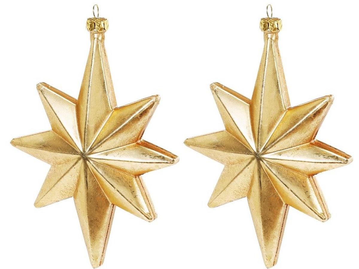 WEIHNACHTSORNAMENTE 2er-Set Sterne gold mit Patina 12 cm - Goldfarben, Kunststoff (12/12/12cm) - LAALU