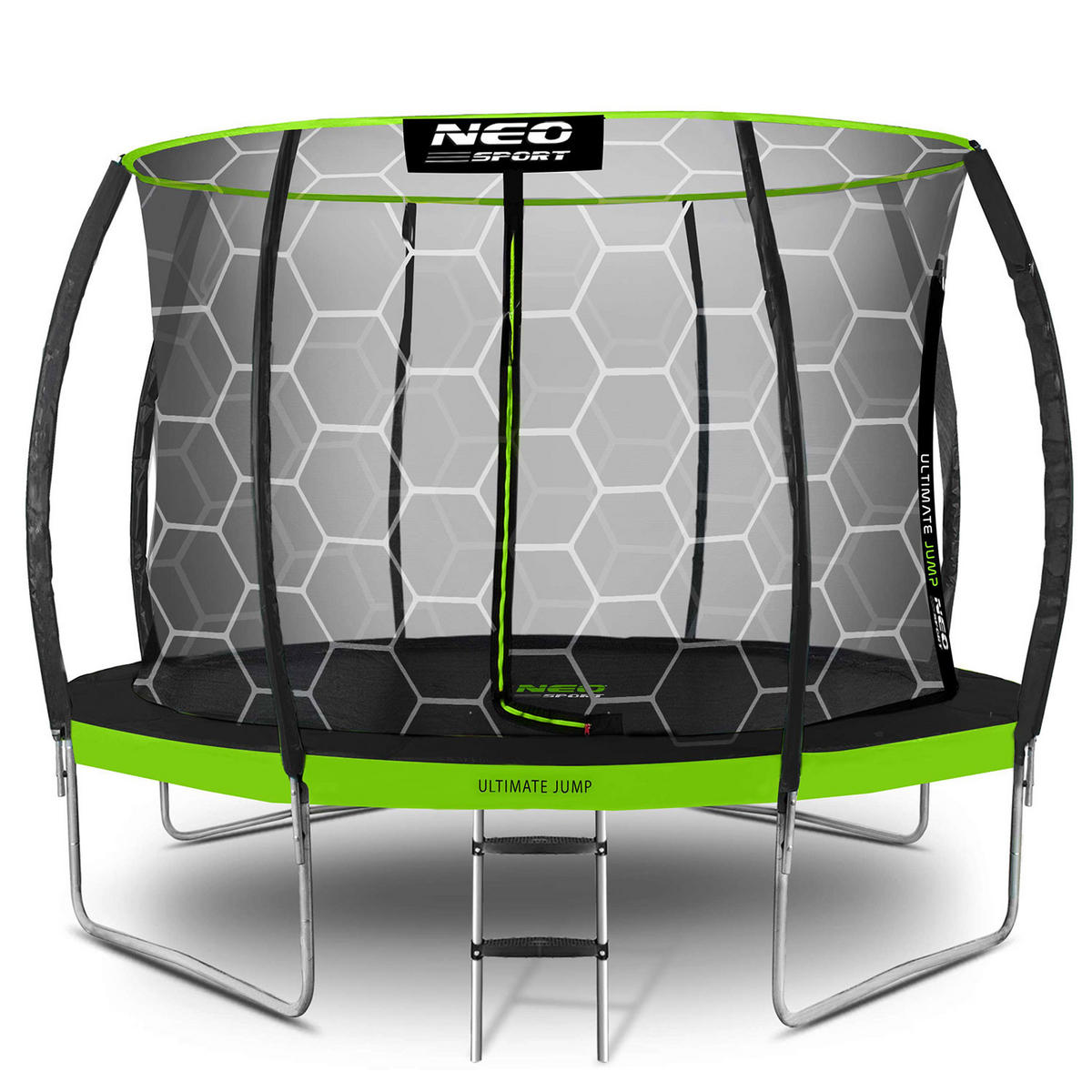 PROFILIERTES Gartentrampolin 12 ft/374 cm mit Innennetz - Grün, Metall (374/374cm)