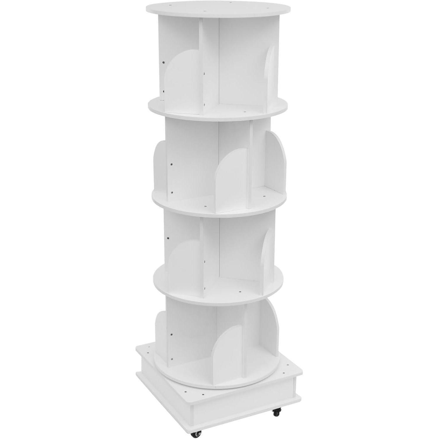 BÜCHERREGAL drehbar 4 Etagen Weiß - Weiß, Holzwerkstoff (46/142/46cm)