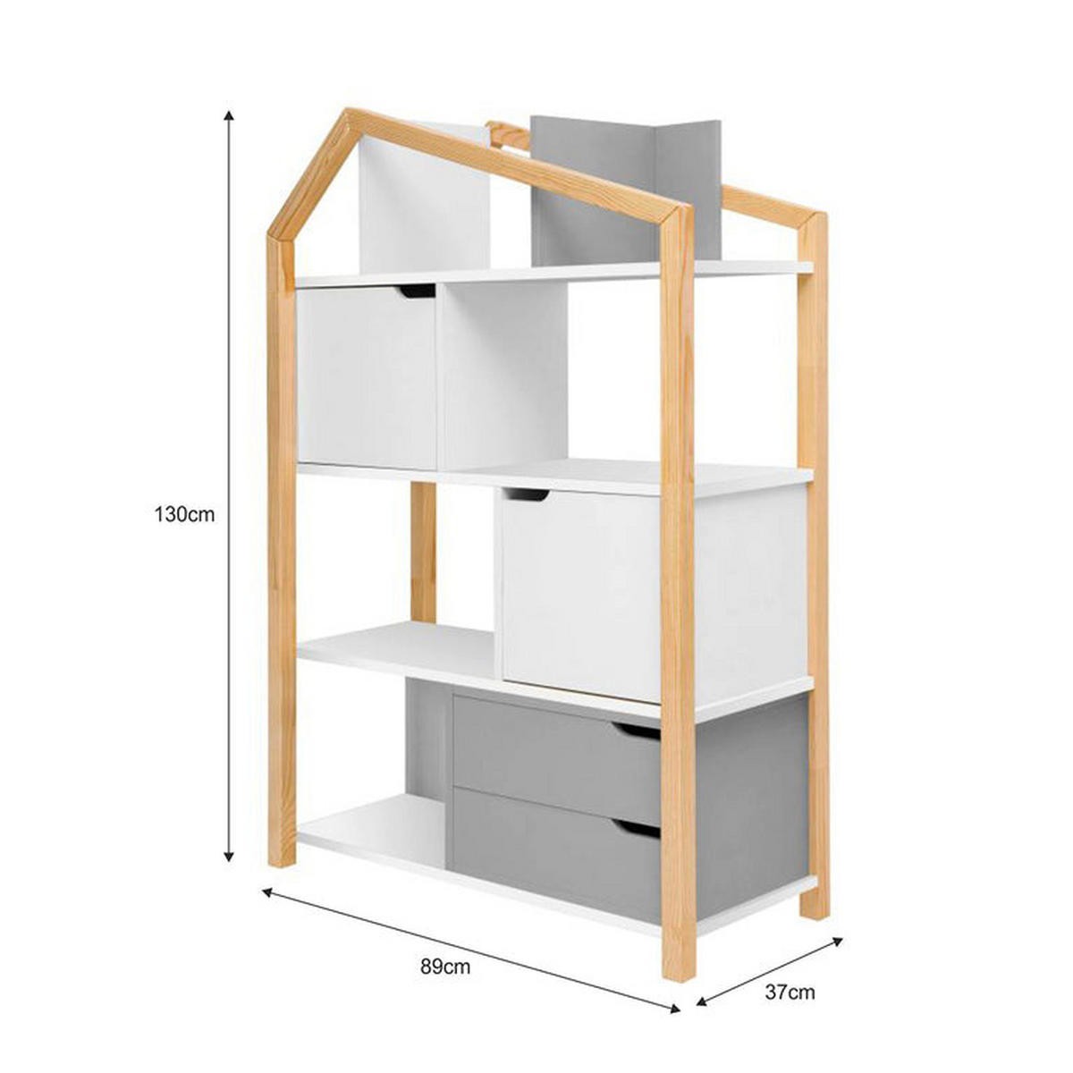 BÜCHERREGAL Grau und weiß - Weiß, Holzwerkstoff (89/130/31cm) - Petits-meubles