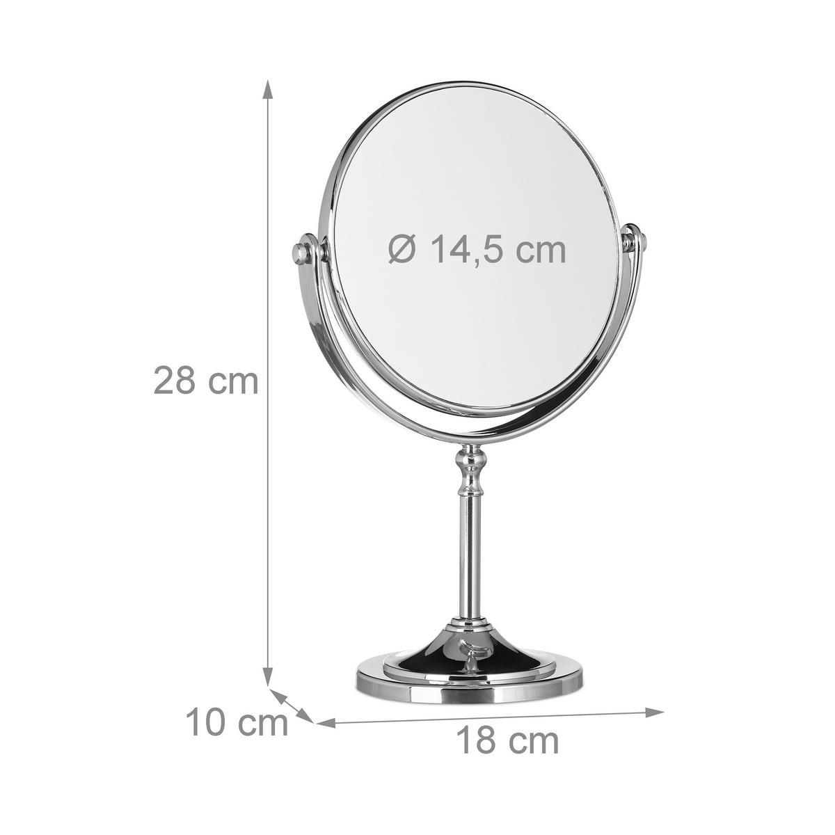 KOSMETIKSPIEGEL - Silberfarben, Glas/Kunststoff (18/28/10cm) - Relaxdays