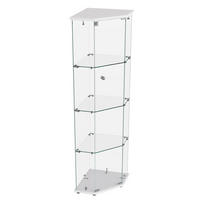 ECKSCHRANK 5-Eck, 1 Tür, 4 Ebenen, LED, weißer Sockel - Weiß, Glas (42.5/162/60cm) - SHOPENTRA