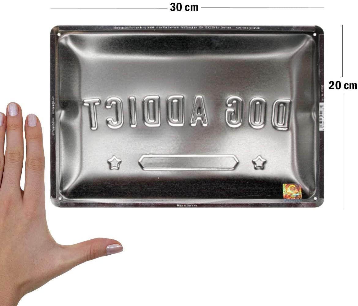 BLECHSCHILD 20/30 cm PfotenSchild Dog Addict - Multicolor, Metall (30/20/0.2cm) - Nostalgic-Art