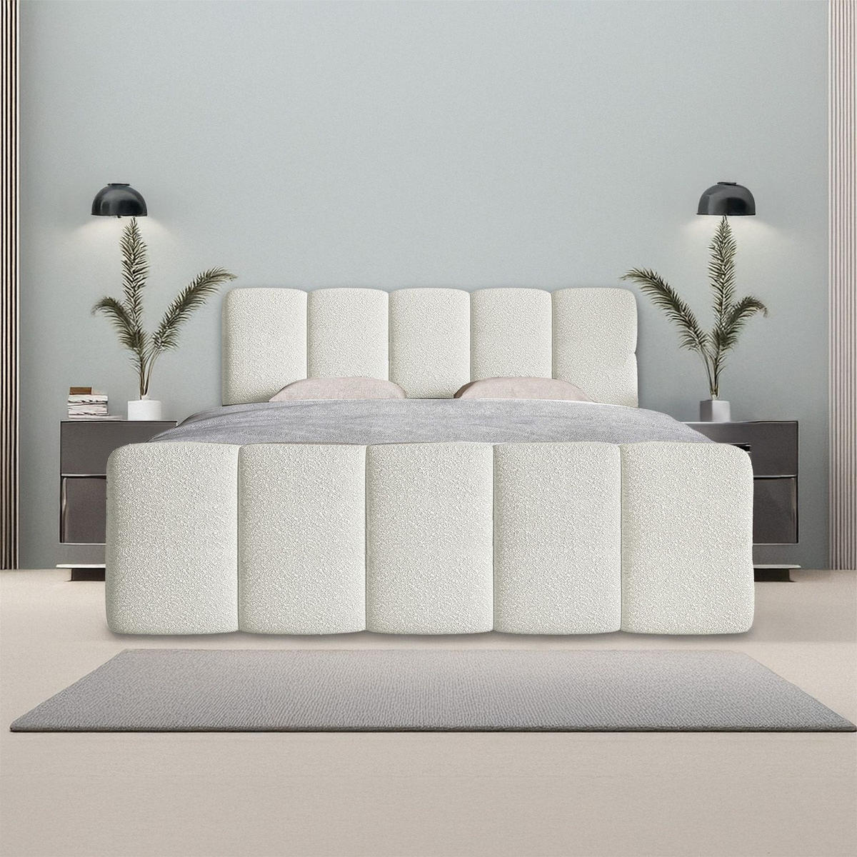 BOXBETT Manitoba 180/200 cm Bouclé Creme - Creme, Textil (180/200cm) - Juskys