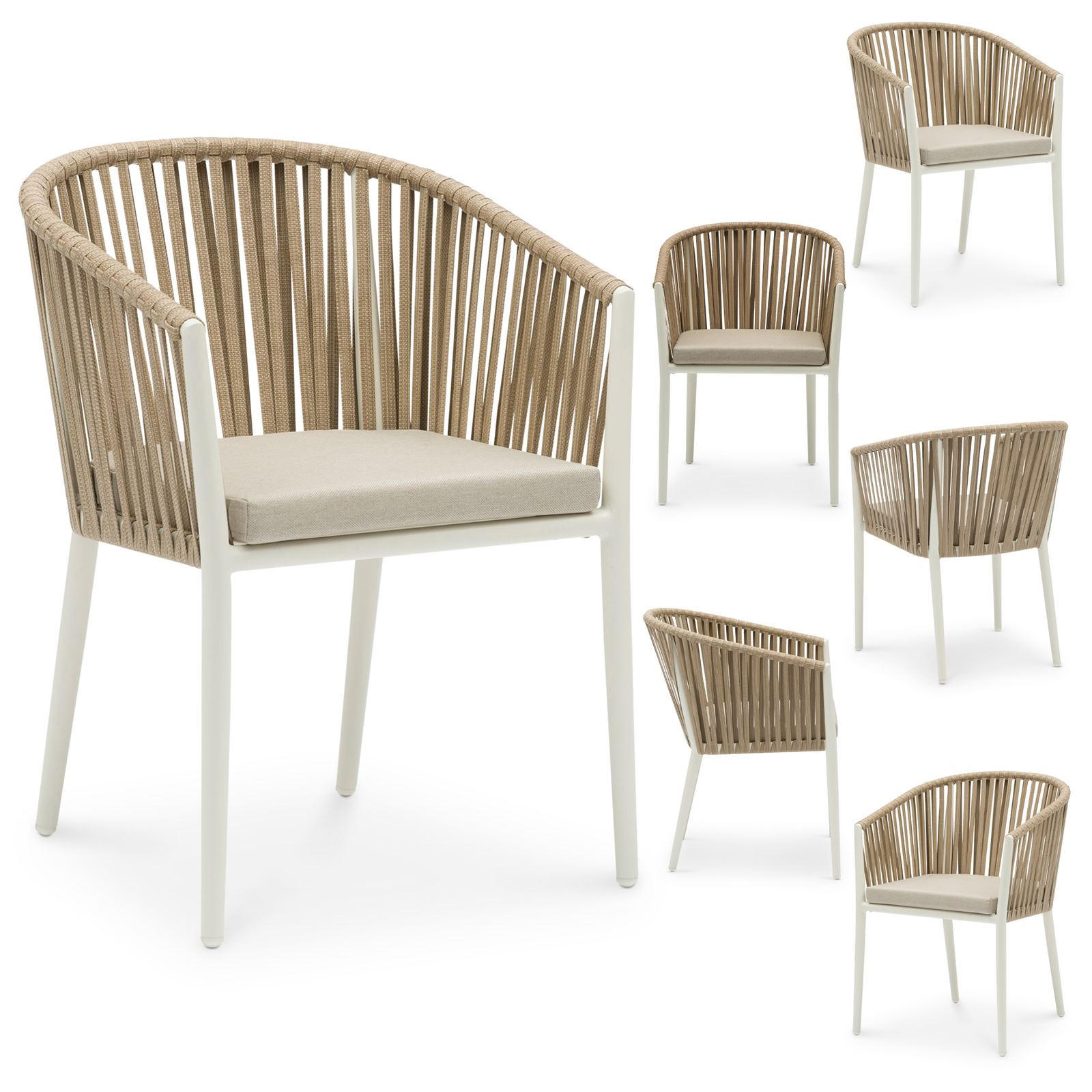 GARTENSTUHL ISOLA 6ER-SET - Beige, Textil/Metall (56/78/62cm) - IDIMEX