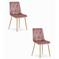 ESSZIMMERSTUHL 2-er Set TYRA rosa Sitz, Beine in Holzfarbe - Pink/Eichefarben, Textil (44.5/87/54.5cm) - Valora