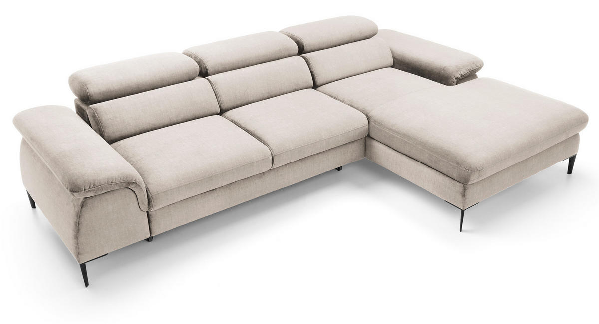 ECKSOFA L-Form 290 cm Amaro M mit Schlaffunktion, Rechts, Creme - Creme, Holz (182/288cm) - Emporius