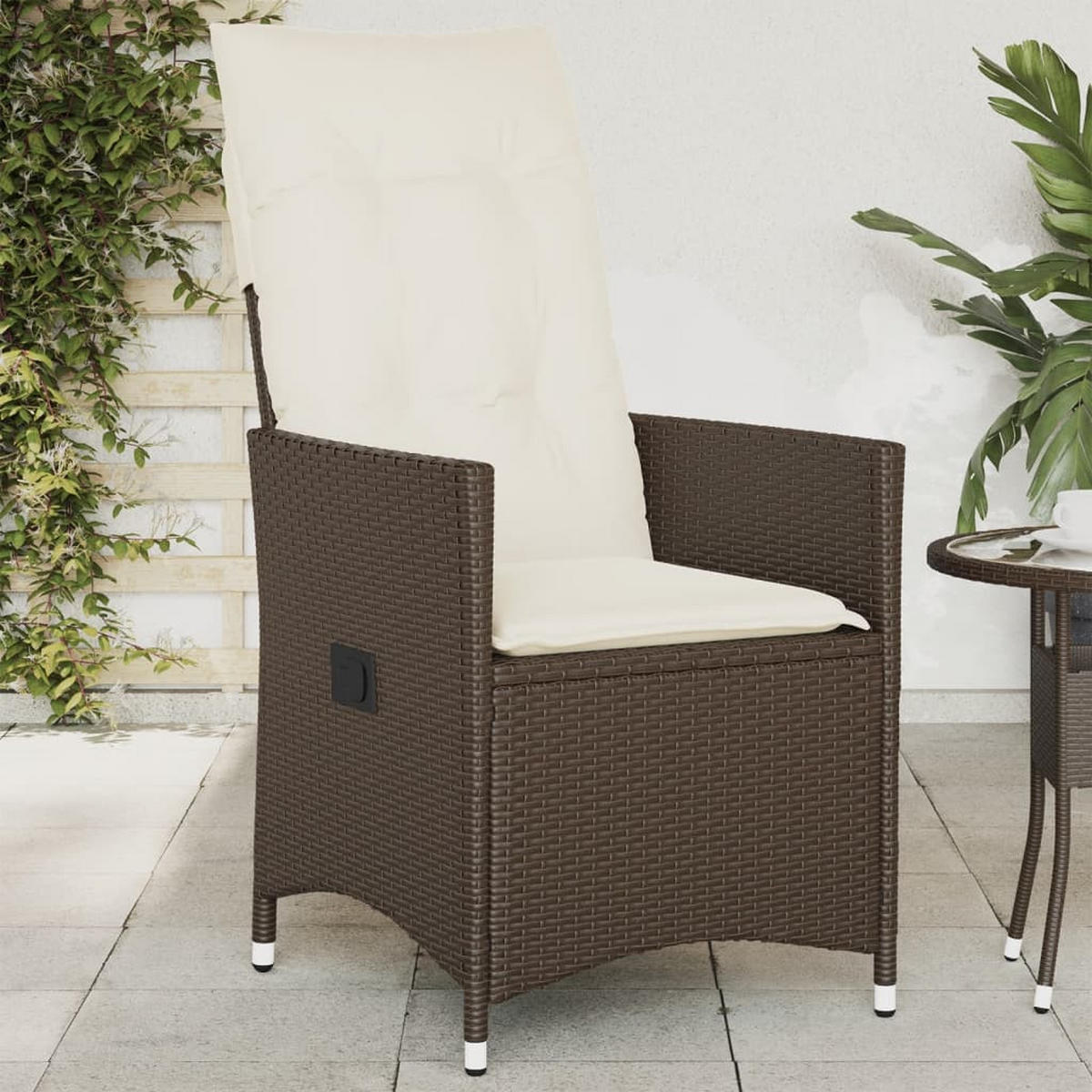 GARTENSESSEL Verstellbar Mit Kissen Braun Poly Rattan - Braun, Kunststoff (59/110/56cm) - vidaXL