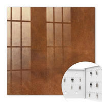 SCHLÜSSELBOX Weiß 30x30 cm – Türöffnung nach rechts - Braune Textur - Braun, Metall (30/30/5cm) - TULUP