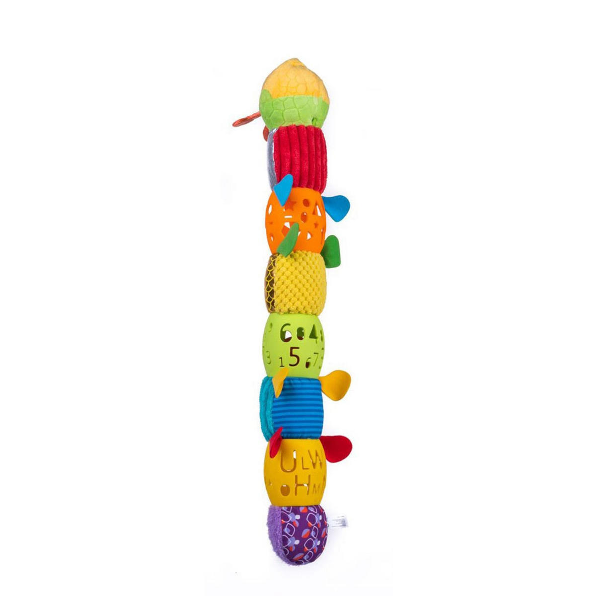 STOFFSPIELZEUG Raupe 80208 bunt 55 cm lang, Rassel, 8 Elemente, ab Geburt, Plüschraupe, Greifelemente - Multicolor, Textil (8/5/55cm) - Bali Bazoo