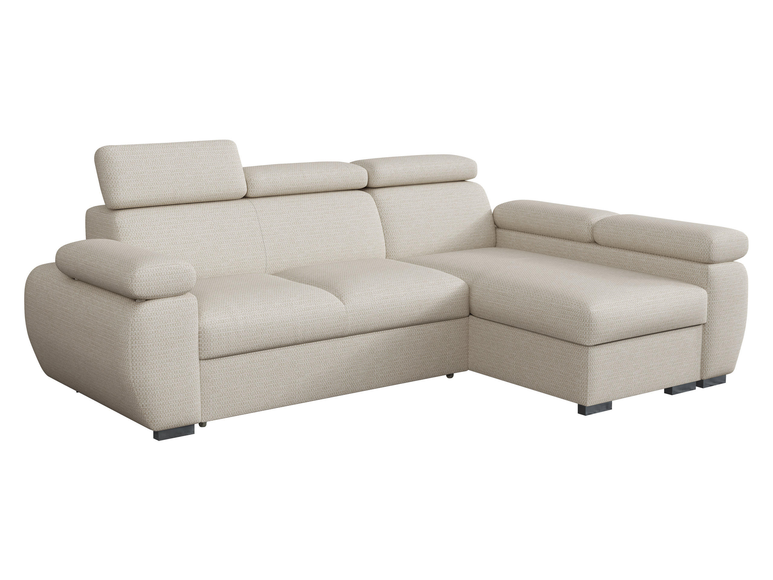 ECKSOFA Boston Mini, Seite: Rechts - 2R+LC - Chromfarben/Creme, Holz/Textil (255/170cm) - MIRJAN24