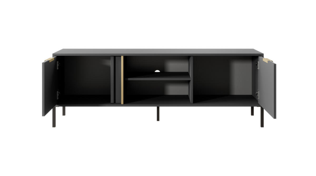 TV-LOWBOARD Valdi G 153 cm Anthrazit / Gold - mit 2 Türen und offener Nische - Anthrazit/Gelb, Holz/Holzwerkstoff (153/53/39cm) - Ravio