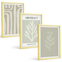 BILDER SET 3er Set - 40x60 cm Goldrahmen - Abstrakte Pflanzenmuster - Goldfarben, Kunststoff (40/60cm) - TULUP