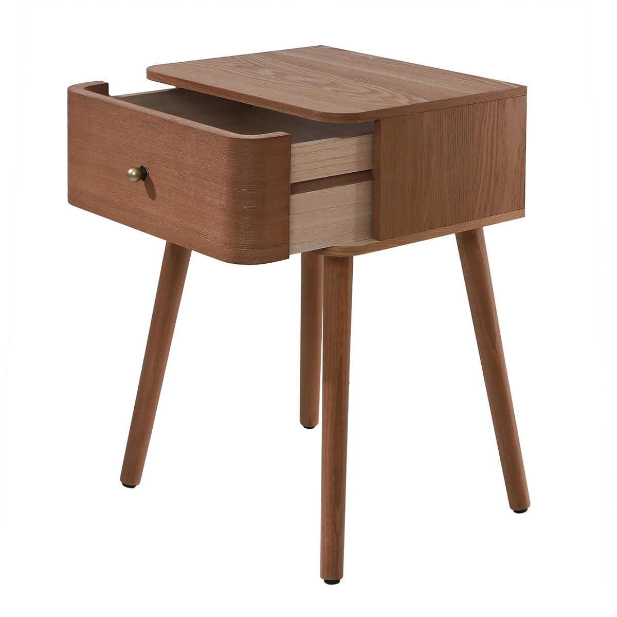 NACHTTISCH 1 Schublade mit abgerundeten Fronten B42 cm - KARL - Eschefarben, Holzwerkstoff (35/58/43.5cm) - Calicosy