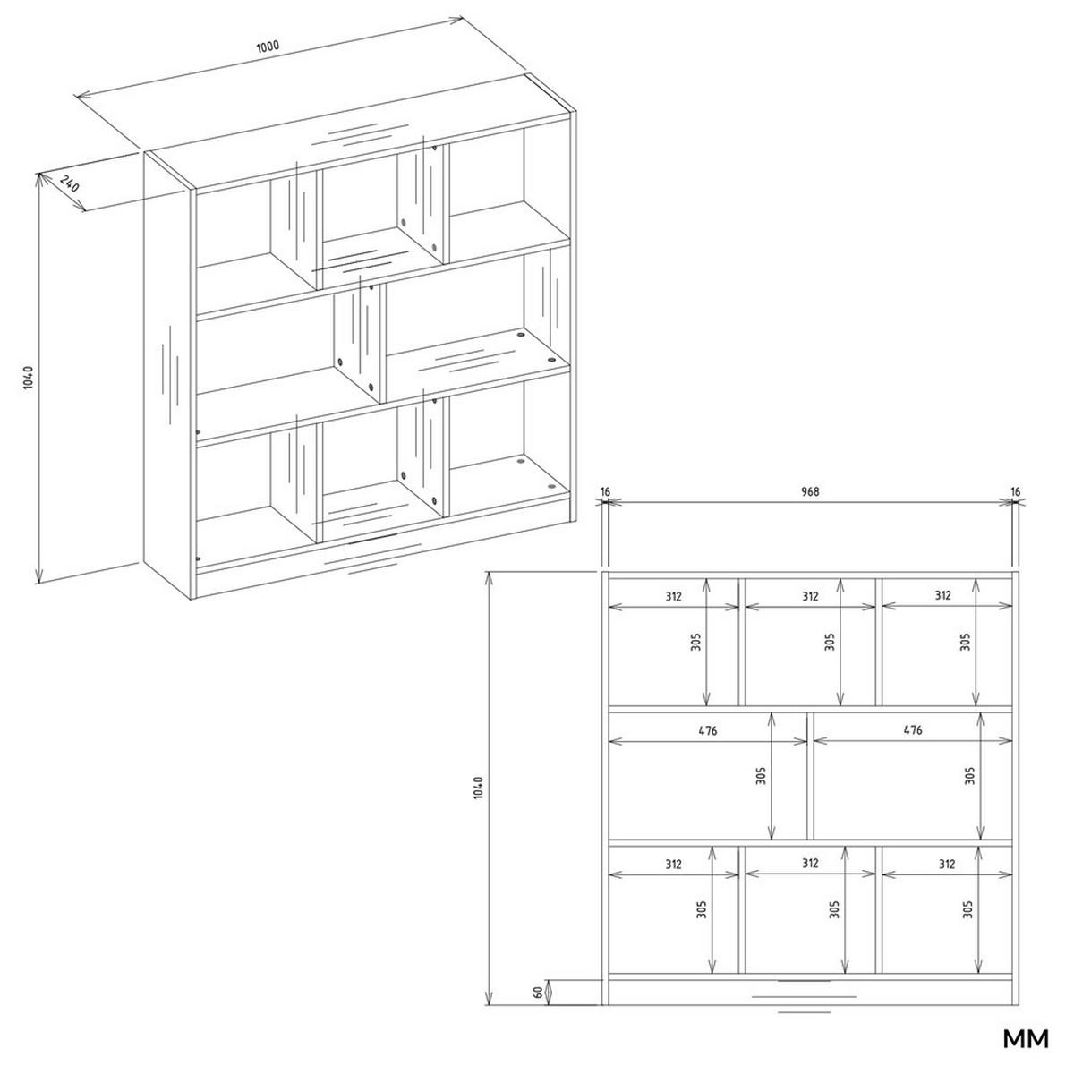 BÜCHERREGAL Artisan, Weiß 100/104/24 - Weiß, Holzwerkstoff (100/104/24cm) - RAUMHIRSCH FURNITURE
