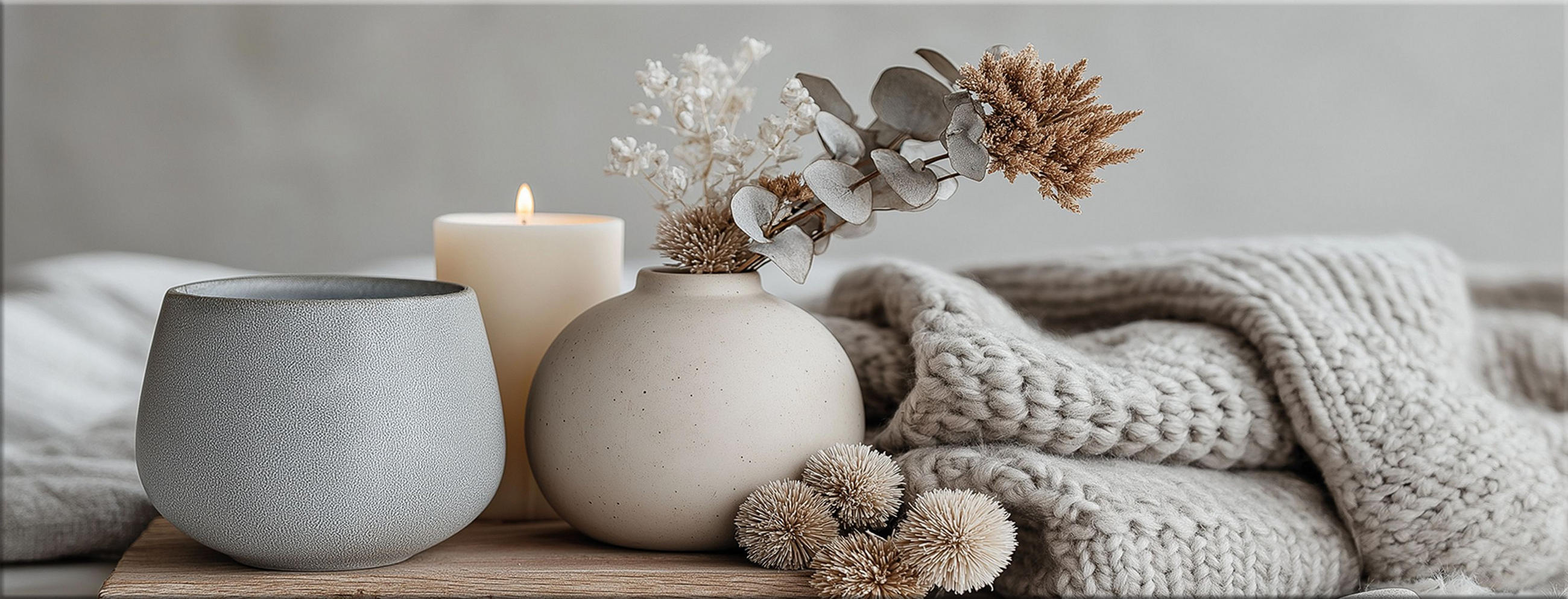 GLASBILD 80x30 cm Boho Stillleben beige grau - Beige, Glas (80/30cm) - artissimo